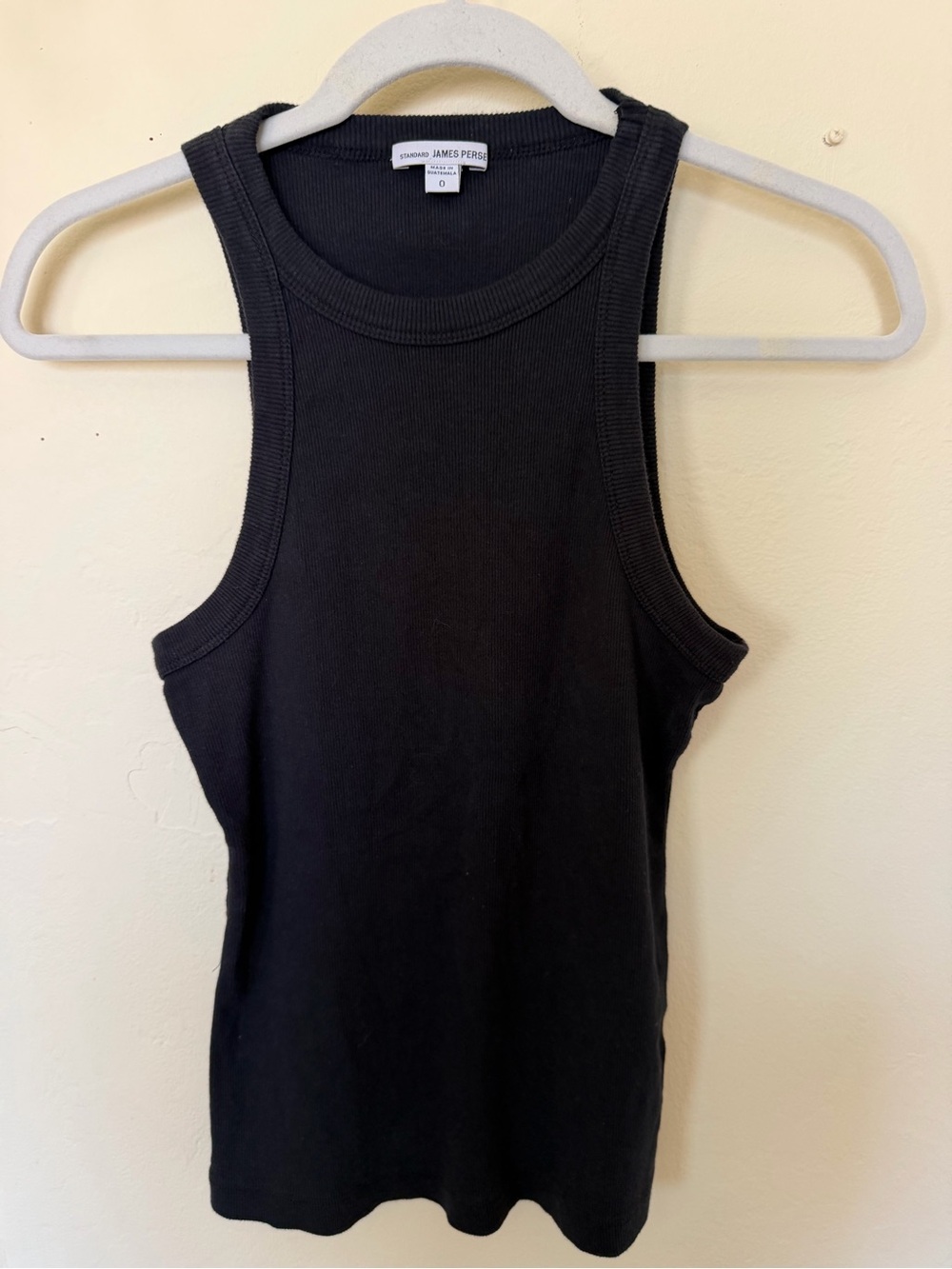 James Perse Black Ribbed Racerback Tank Top - Picture 2 of 8